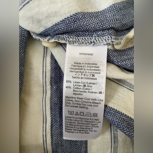 Madewell Linen/ Cotton Tops Striped Sleeveless Shirt women’s size L - Picture 12 of 13